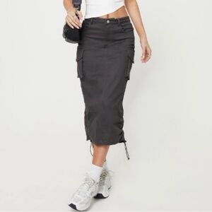 Princess Polly Dark Gray Cargo Maxi Skirt size 12 NWT